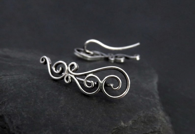 earclimber earring with spirals image 2