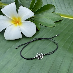 bracelet set lotusflower silver in black or turquoise