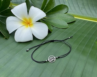 bracelet set lotusflower silver in black or turquoise