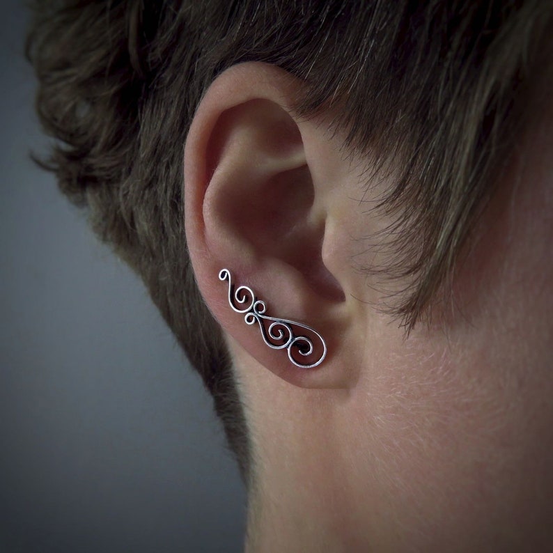 earclimber earring with spirals image 4