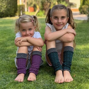Reversible leg warmers for children in grey turquoise, children's leg warmers, leg warmers for children, gaiters, leg warmers, arm warmers