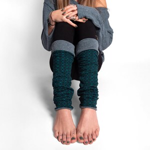 reversible legwarmers in blue, leg warmers, Yoga legwarmers image 3