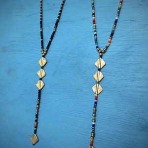 long necklace with spirals, brass and facetted glas beads image 5