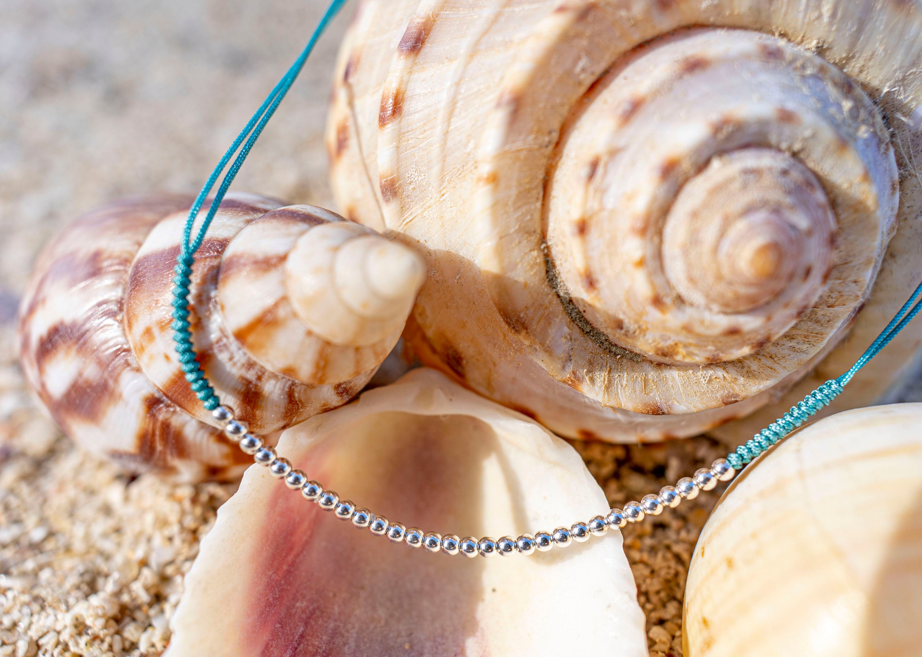 シルバービーズ付きの調節可能なアンクレット - Etsy 日本