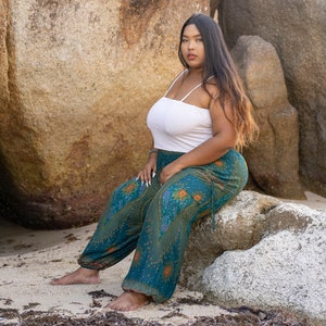 PLUS SIZE, XXL pants turquoise