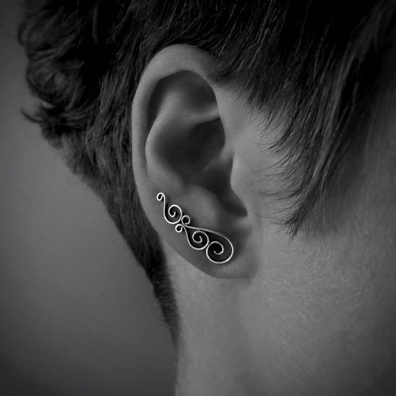 Streng Overweldigend Kerstmis Oorschelp oorbellen gemaakt van kleine spiralen oorklimmer - Etsy België