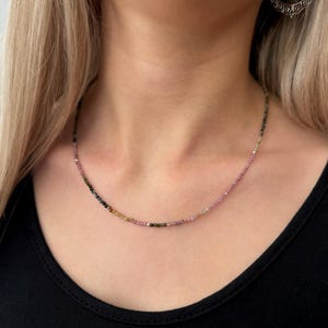 necklace with small facetted turmaline stones, 925 silver