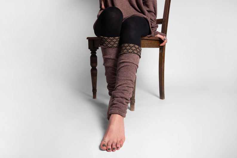 reversible legwarmers in brown, leg warmers, Yoga legwarmers image 4