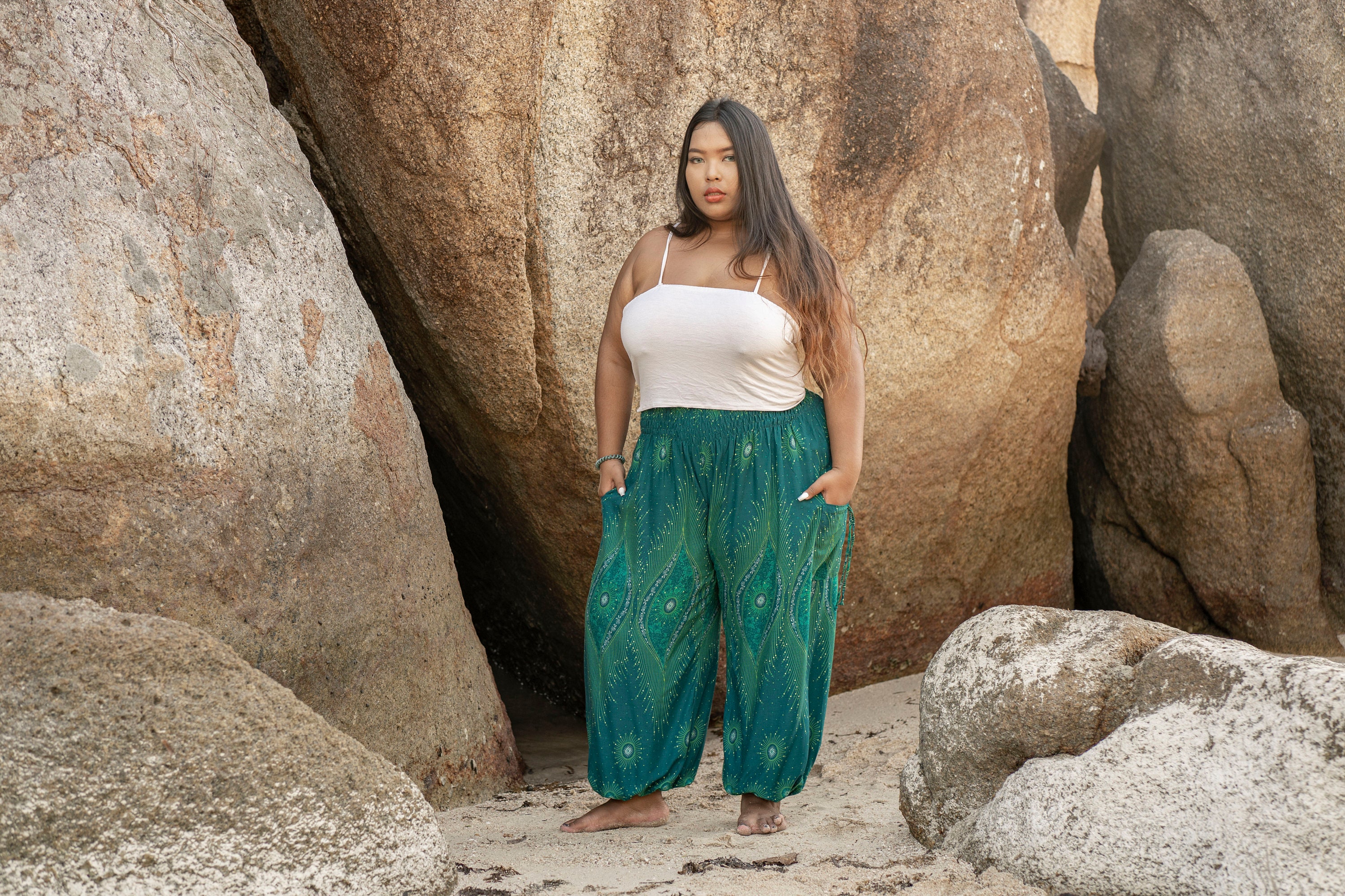 PLUS SIZE, XXL pants turquoise