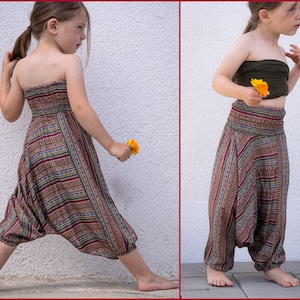 Pantalon Alibaba confortable pour enfants, combinaison pour enfants, rayures colorées image 1