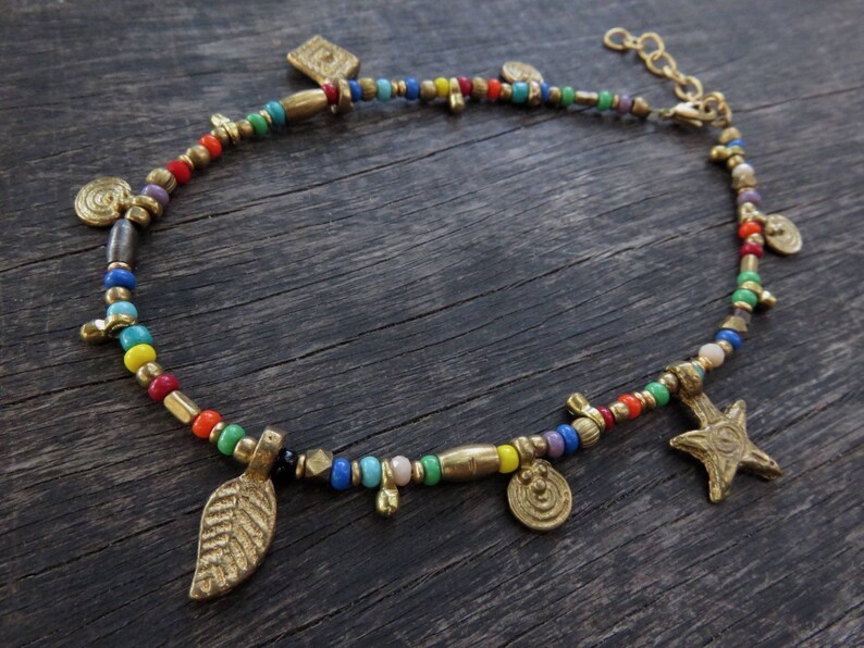 colorful anklet with brass elements image 3