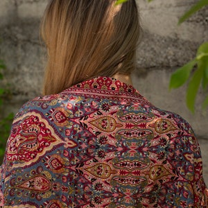 kimono à motifs rose rouge, chemisier, dissimulation, veste légère image 8