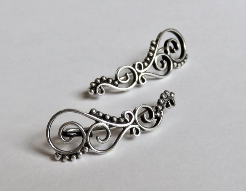 Boucle d'oreille Earclimber spirale à pois, boucles d'oreilles d'alpinisme 925er Silber