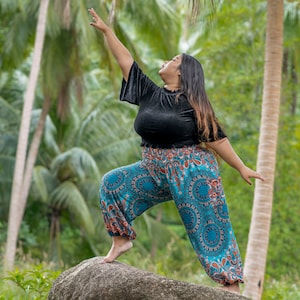 PLUS SIZE luftige Pluderhose in türkis orange mit Taschen, XXL, große Größe Bild 1