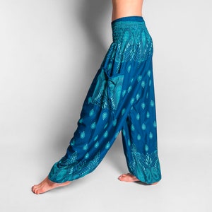 colorful summer pants turquoise with pockets image 5