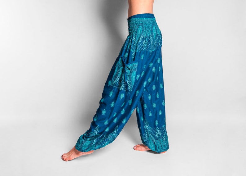 colorful summer pants turquoise with pockets image 5