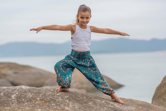 Turquoise Orange Kids Pants With Two Pockets 