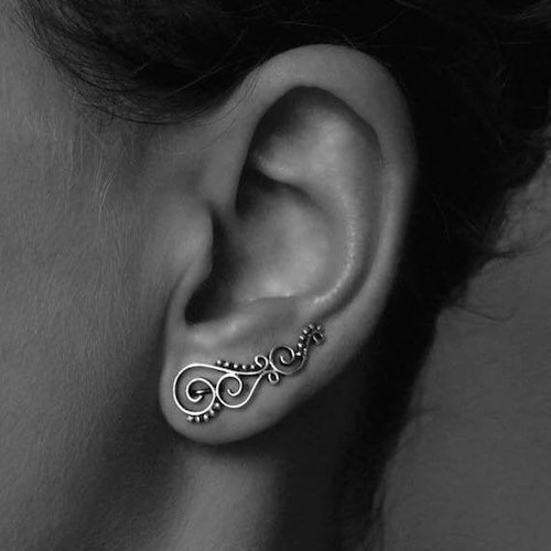 Boucles d'oreilles grimpantes en spirale à pois, boucles d'oreilles d'alpinisme, boucles d'oreilles grimpantes