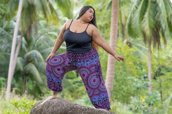 PLUS SIZE, XXL Pants With Mandala Print in Pink Purple - Etsy