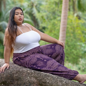 PLUS SIZE luftige Pluderhose filigran gemustert in lila mit Taschen, XXL, große Größe Bild 5