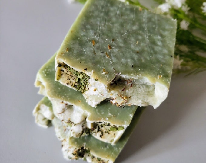Irish Moss and Celtic Salt Artisan Soap.Sea Salt Spirulina Handmade Soap.Rosemary, Clover,Irish Moss Handcrafted Specialty Soap.Vegan bars