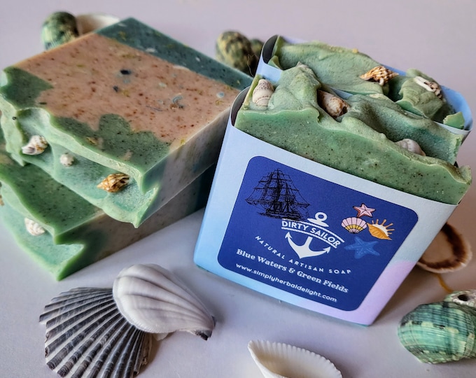 Dirty Sailor Artisan Soap.Navy Gift Soap.Blue Waters,Green Fields,Aquatic.Spirulina Coconut Soap.Handmade Vegan.Navy Personnal Gift Soap.