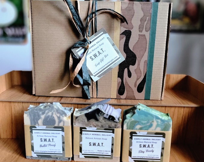 Camouflage Artisan Soap Set. Gift Soap Set for Men,Military Personnel,Army,Navy Veterans.Handmade Soap Gift Set.Ideal Military Soap Gift Box