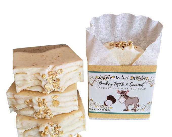 Donkey Milk and Coconut Oatmeal Artisan Soap.Coconut Cream,Kokum butter,Donkey milk Soap.Oatmeal Soothing Specialty Soap.All skin types bars