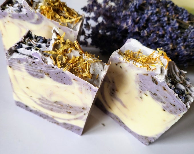 Lavender Calendula Botanical Vegan Soap.Herbal Tea Brew, Calendula,St.John's Wort. Lavender Handmade Soap. Lavender,Orange Blossom,Calendula