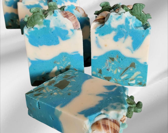 Ocean Mist Handcrafted Soap.Vegan Turtle Gift Soap.Olive oil,Coconut oil,Cocoa butter,Kokum butter Soap. Artisanal Turtle Sea Shell Soap