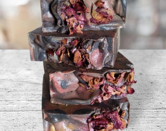 Cleopatra's Needle Vegan Artisan Soap.Rose Cardamom Geranium Botanical Soap.Pomegranate Tea Rose Soap.Moroccan Clay,Shea butter,Sea Salts