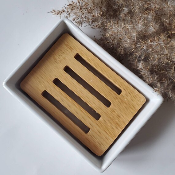Bamboo soap dish with tray hot sale