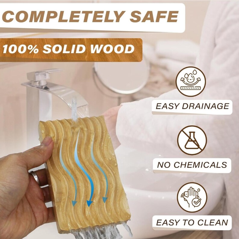 Natural Teak Wood Soap Holder.Wooden Soap Tray. Elegant Teak Wood Soap Dish.Rustic,Boho,Natural Soap Tray.Bathroom,Shower,Kitchen Soap Dish image 9