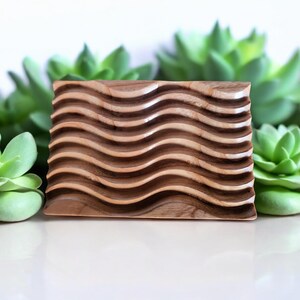 Natural Teak Wood Soap Holder.Wooden Soap Tray. Elegant Teak Wood Soap Dish.Rustic,Boho,Natural Soap Tray.Bathroom,Shower,Kitchen Soap Dish image 5