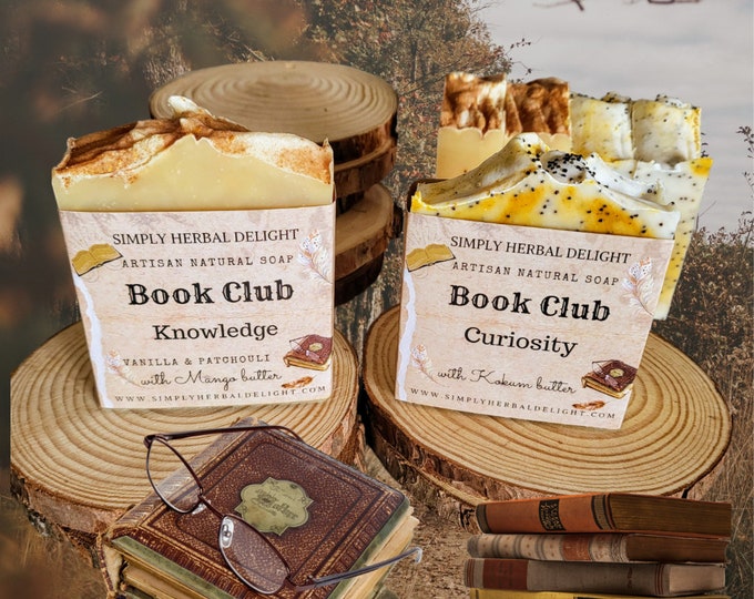 Book Club Soap Gift Set.Kokum,Mango butter.Gift Soap for Booklovers,readers,teachers,book club members.Vegan Handmade Soap.Vanilla Patchouli