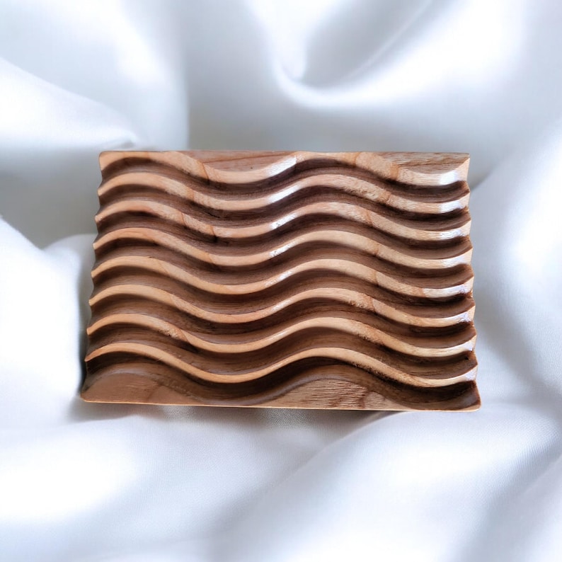 Natural Teak Wood Soap Holder.Wooden Soap Tray. Elegant Teak Wood Soap Dish.Rustic,Boho,Natural Soap Tray.Bathroom,Shower,Kitchen Soap Dish image 1