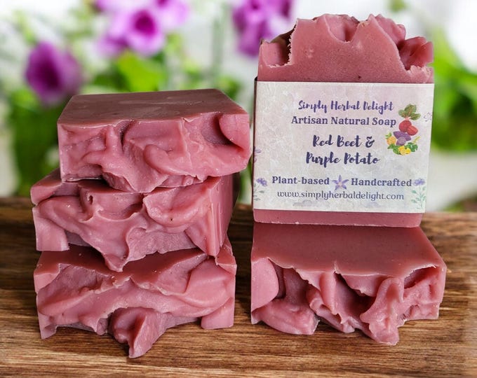 Red Beet Brazilian Purple Clay Soap.Artisan Handcrafted Red Beet,Purple Potato,Purple Clay Soap.Plant-based Detoxifying SPA Face-Body Soap