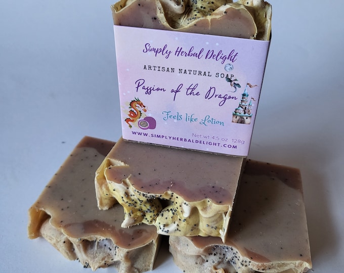 Passion of the Dragon Artisan Soap.Dragon Fruit Hibiscus Tea Vegan Soap.Red Clay,Poppy Seeds,Red Beet Root Handcrafted Soap.Face and Body