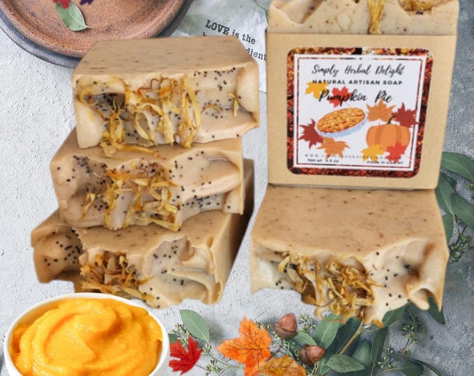 Pumpkin Pie Artisan Soap.Pumpkin Puree,Shea butter,Pumpkin Seed oil. Pumpkin Handmade Soap. Calendula,Ginger.Pumpkin and Spice Vegan Soap.