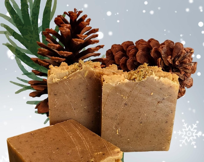 Manly Man Pine Tar Handcrafted Soap.Pine Tar Myrrh Natural Soap.Artisan Soap for Him or Her.Pine Tar,Green Clay,Myrrh,  Nettle.Pine Tar Soap