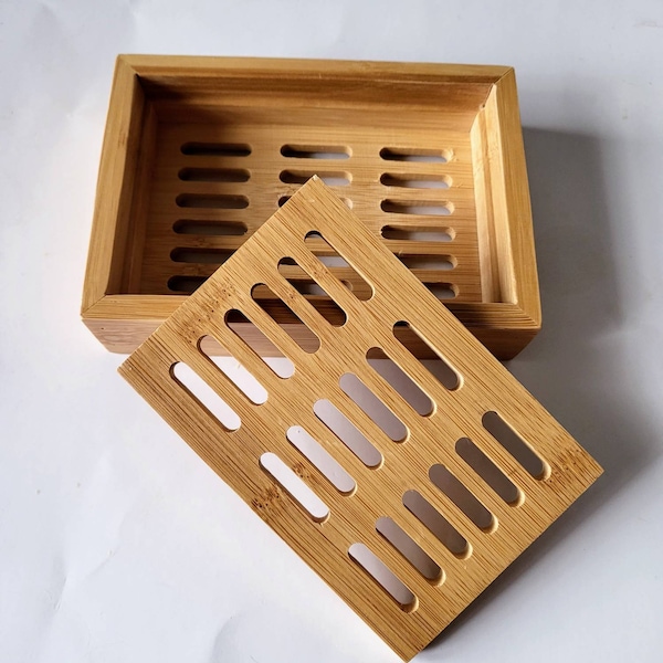 Bamboo Soap Holder.Natural Bamboo Soap Tray.Double layer Bamboo Soap Dish.Rustic,Boho Soap dish.Multipurpose Bamboo Soap box.Eco friendly.