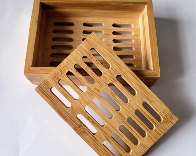 Bamboo Soap Holder.Natural Bamboo Soap Tray.Double layer Bamboo Soap Dish.Rustic,Boho Soap dish.Multipurpose Bamboo Soap box.Eco friendly.