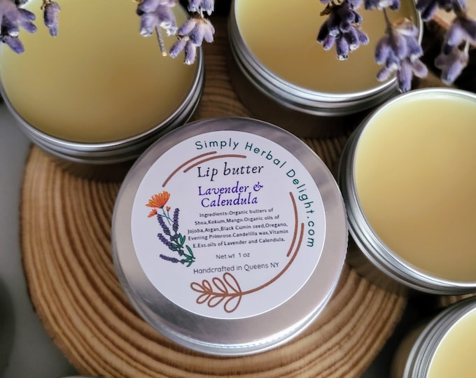 Lavender Calendula Lip Butter.All-Natural Lip Balms. Shea,Kokum,Mango Butters Lip Balm.Hydrating,soothing Lip and Nails moisturizing Care