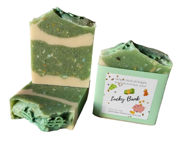 Lucky Bank Artisan Soap.Green Algae,Goat milk,Olive oil Soap.Natural Handmaid Soap.Goat milk Handcrafted Soap.Ideal Gift for Bank employees.