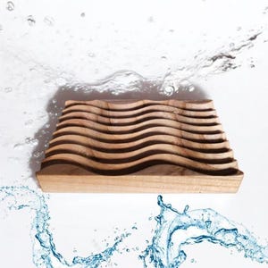 Natural Teak Wood Soap Holder.Wooden Soap Tray. Elegant Teak Wood Soap Dish.Rustic,Boho,Natural Soap Tray.Bathroom,Shower,Kitchen Soap Dish image 2