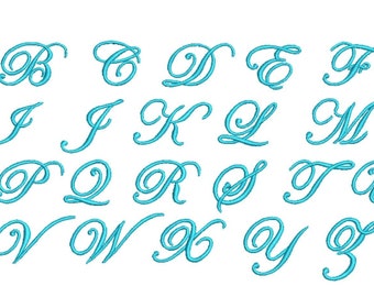 Script Monogram Alphabet Embroidery Font – 1 Inch PES (Instant Download)