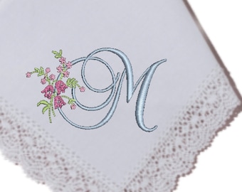 26 Pretty Floral Alphabet Upper Case Initials Embroidery Files Instant Download for monogram Napkin wedding hankie bride gift PES format