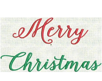 Machine Embroidery Files Merry Christmas Fancy Script Font Designs PES Format 2 Sizes