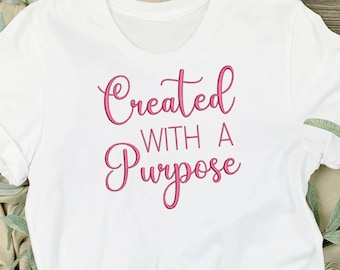 Created With Purpose Bible Verse Embroidery Design PES
