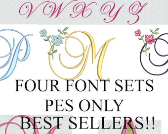 Embroidery Font Bundle, Script Monogram Applique (Instant Download) PES